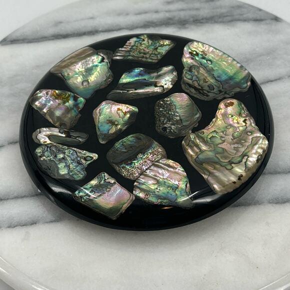 Vintage Abalone Shell Resin Mid Century trivet - Picture 1 of 6